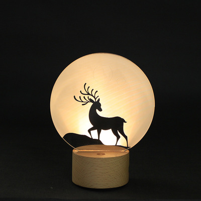 热款创意礼品麋鹿创意小夜灯 星空圆形小台灯礼物万圣节夜灯定制