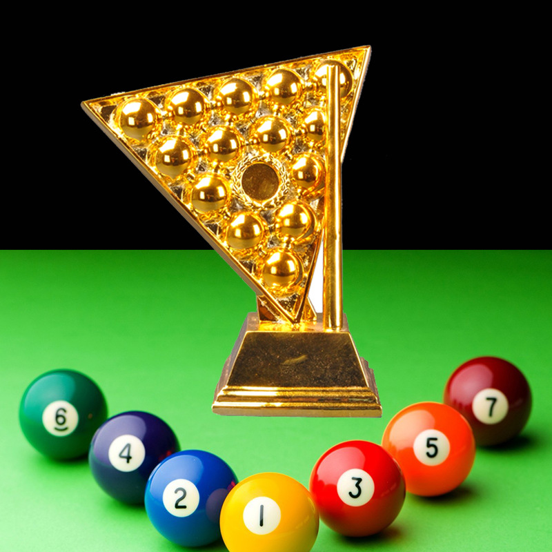 创意桌球台球赛事奖杯 桌球比赛镀金奖杯摆件 欧式树脂工艺纪念品