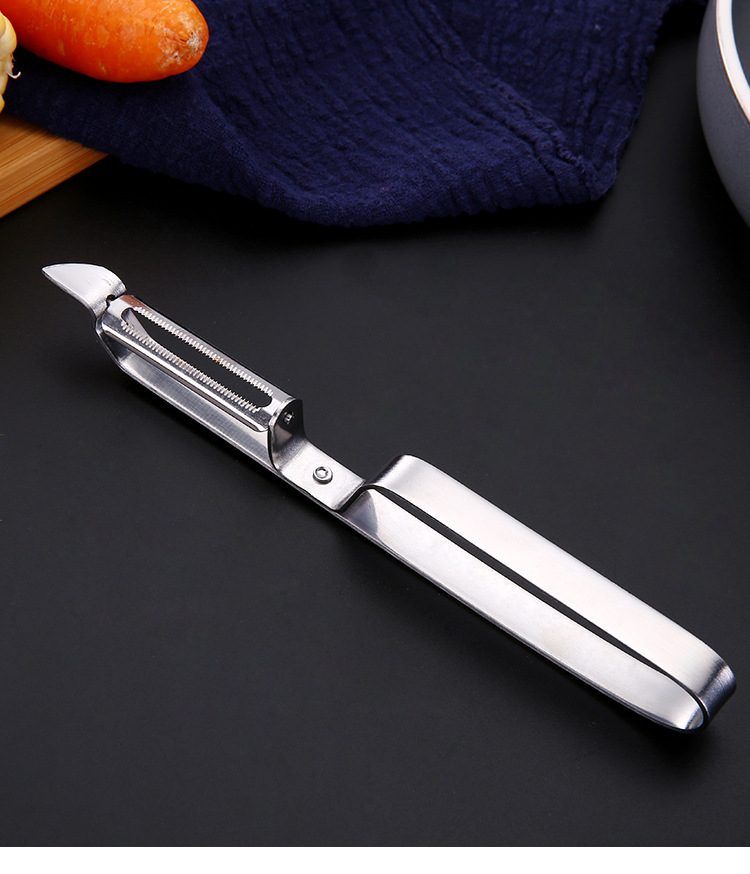厨房工具水果刀多功能不锈钢刨子 家庭双用不锈钢手柄苹果削皮器