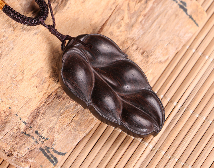 新款黑檀精雕树叶吊坠檀木质树叶挂件实木雕刻工艺品