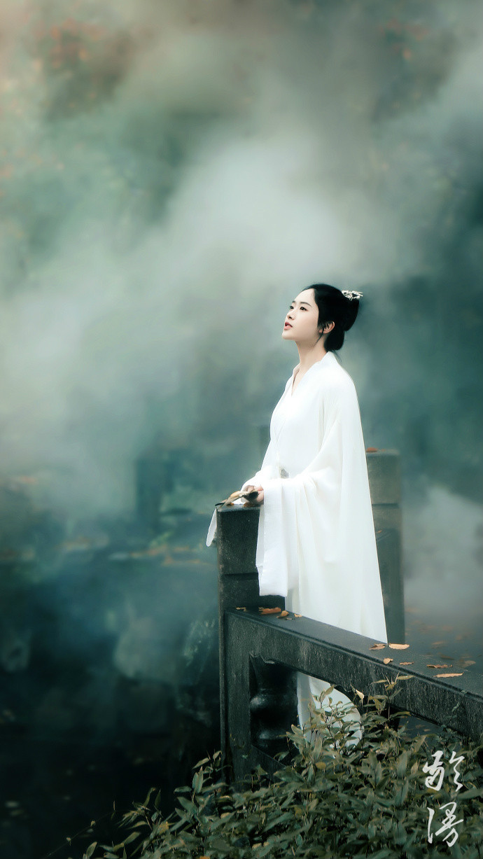 古装影楼写真主题摄影服装古装侠客装仙女服汉服唐装大袖杉白色