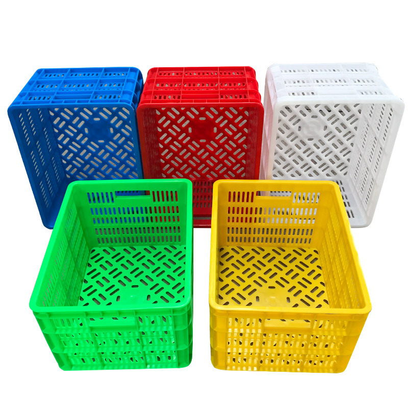 Rectangular Plastic Basket Fruit Turnover Basket White Vegetable Plastic Frame Non-Airtight Crate Express Sorting Hollow Plastic Box