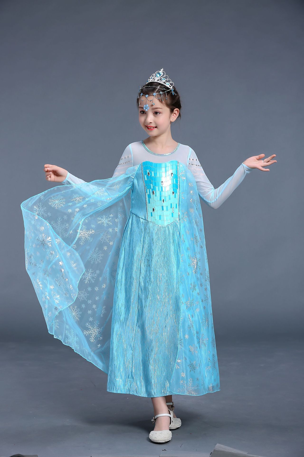 冰雪奇缘公主裙 艾莎表演服装 女童连衣裙 圣诞节一件代发童装