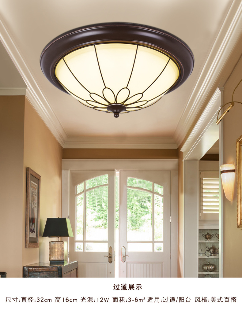 美式吸顶灯门厅玄关灯 简约过道走廊书房灯 北欧阳台圆形灯具批发