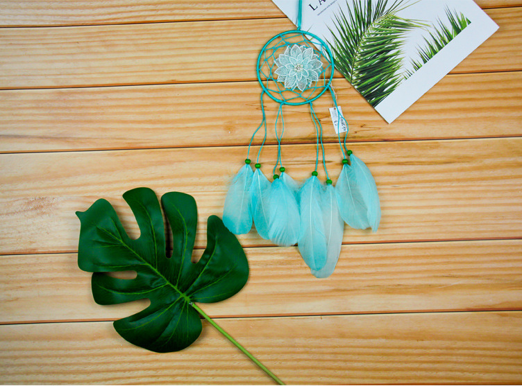 厂家直销捕梦网挂件羽毛风铃手工创意少女心房子家居挂饰来样定制