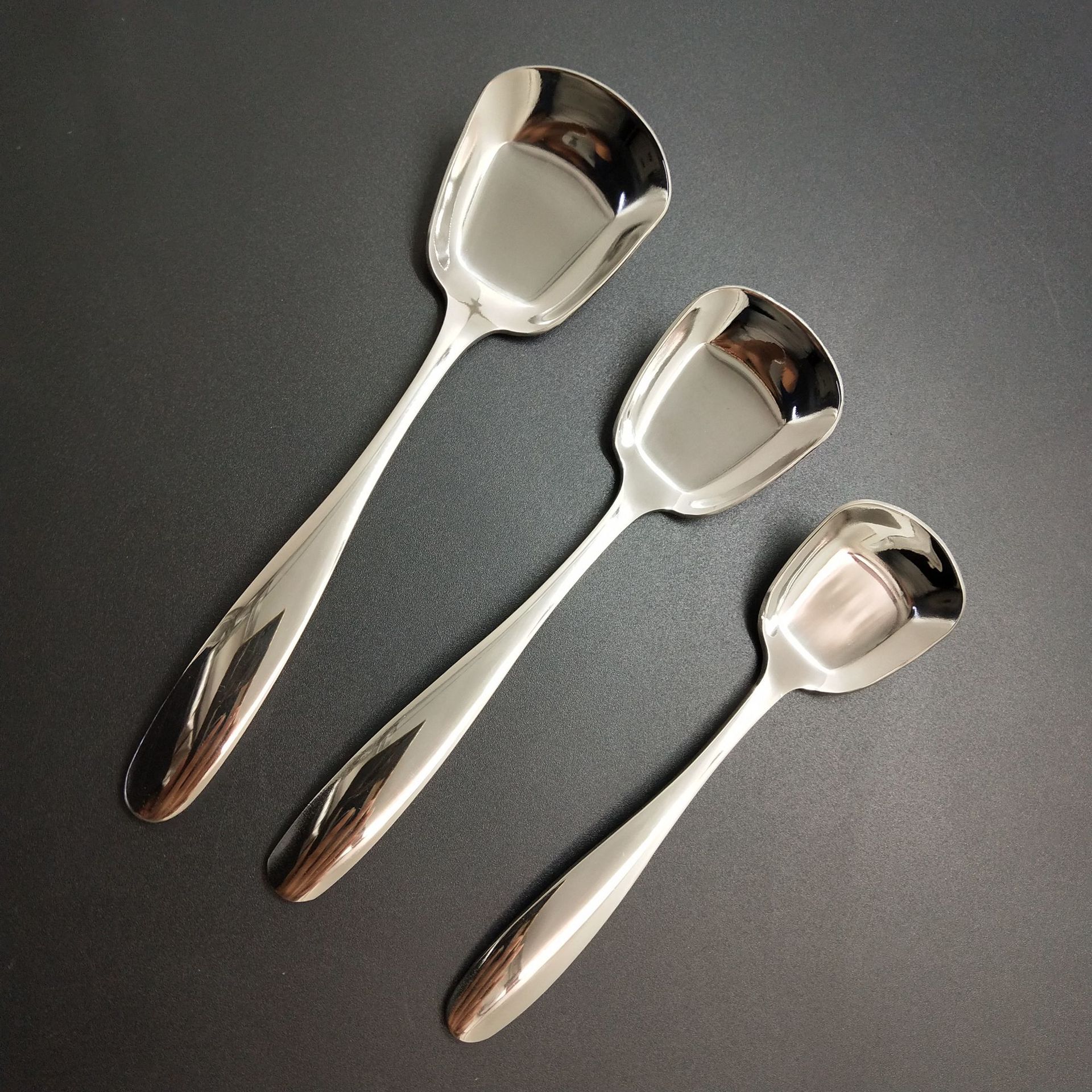 304不锈钢家用平底勺方形雪糕勺儿童甜点勺可定制logo