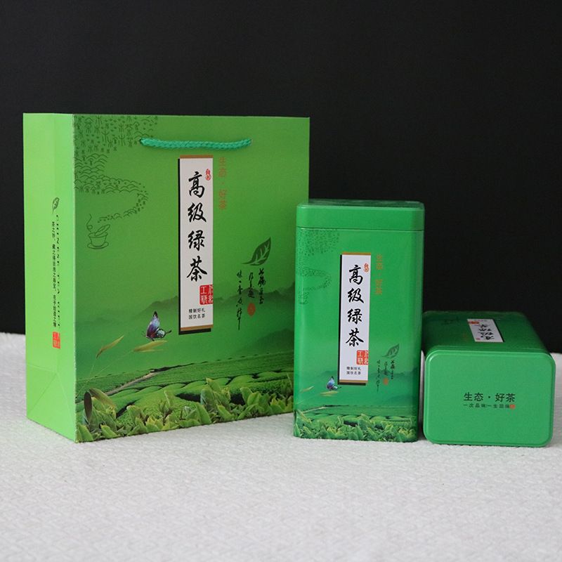 新款通用生态好茶毛尖碧螺春龙井密封铁罐茶叶包装空盒套装