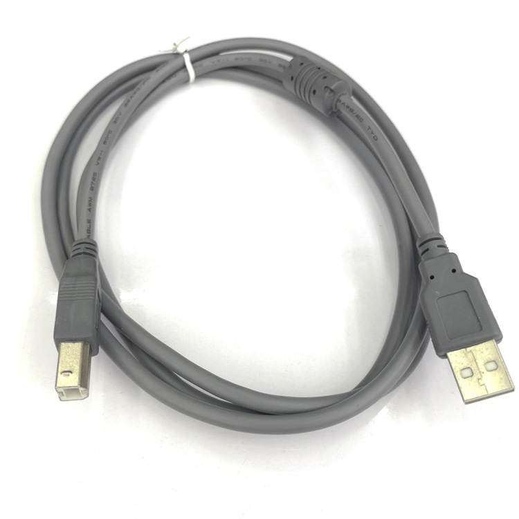 工厂直销 3米灰色usb打印线加粗无氧铜方口带磁环屏蔽2.0数据线