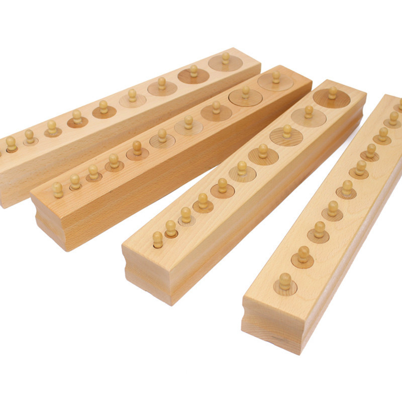 蒙氏梭利专业版插座圆柱体蒙特木制幼儿园专用教具插座圆柱体积木