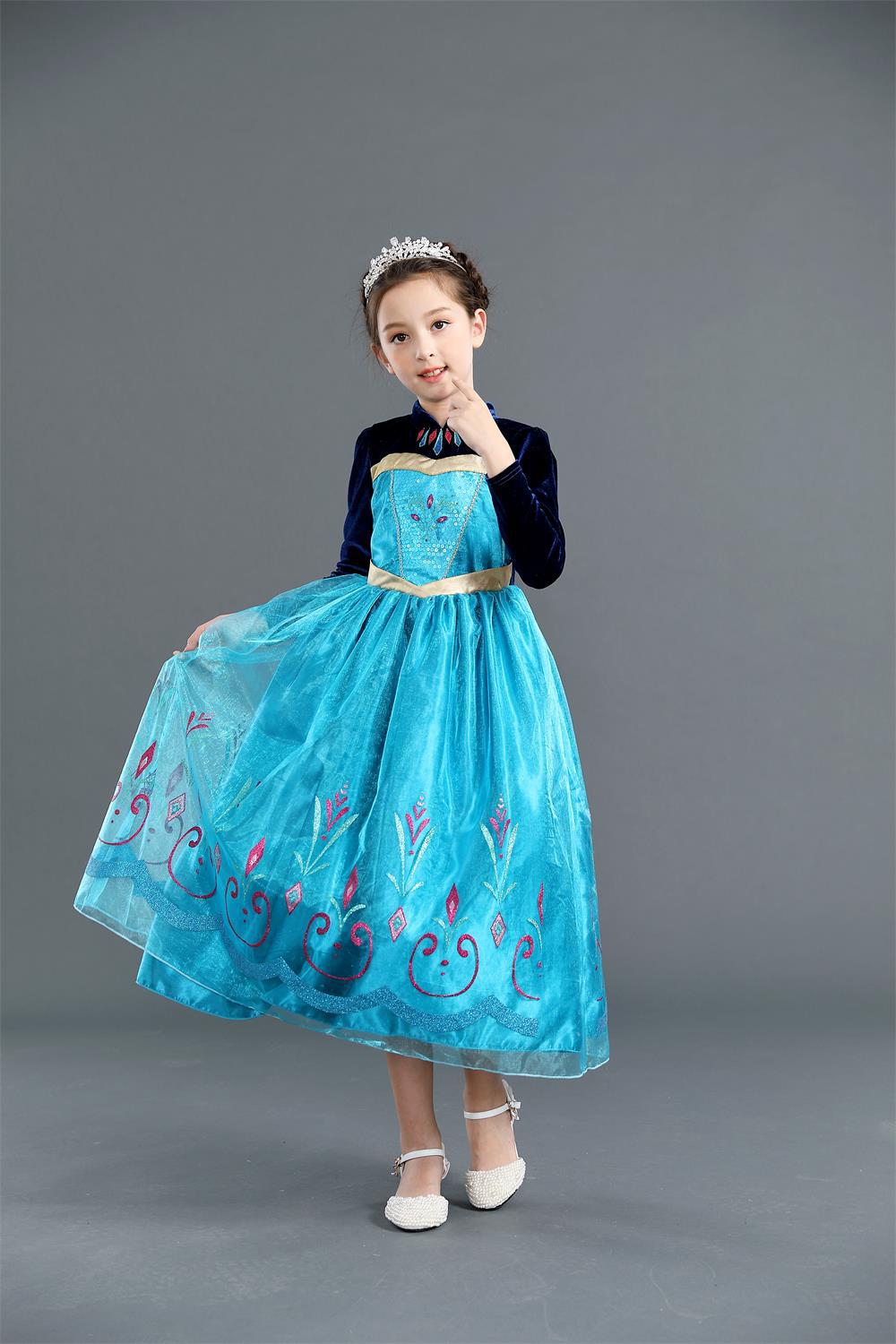 冰雪奇缘连衣裙 秋款新安娜公主万圣节礼服 anna外贸女童裙
