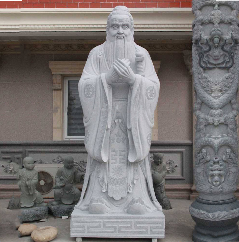 供应现货花岗岩石雕孔子像 厂家直销纯手雕刻石材孔子雕像定制