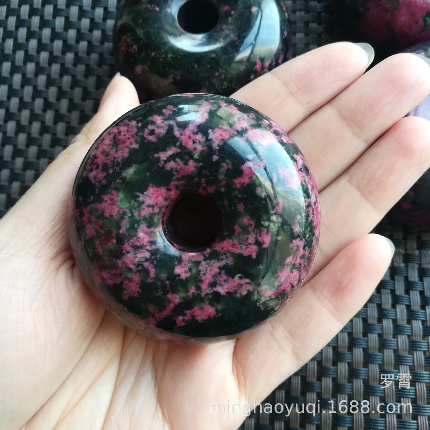 厂家直销天然岫玉桃花玉平安扣大号加厚岫玉平安扣可做车挂腰佩