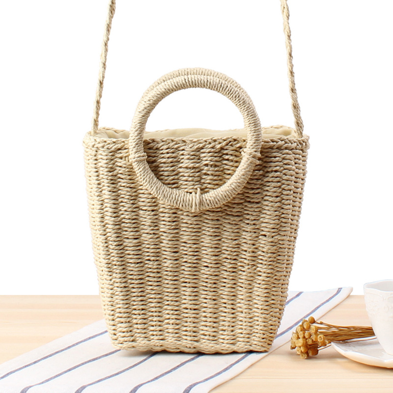 New Fresh Hand Carrying Crossbody Dual-Use Woven Bag Ins Vacation Beach Straw Bag Women's Paper Bag