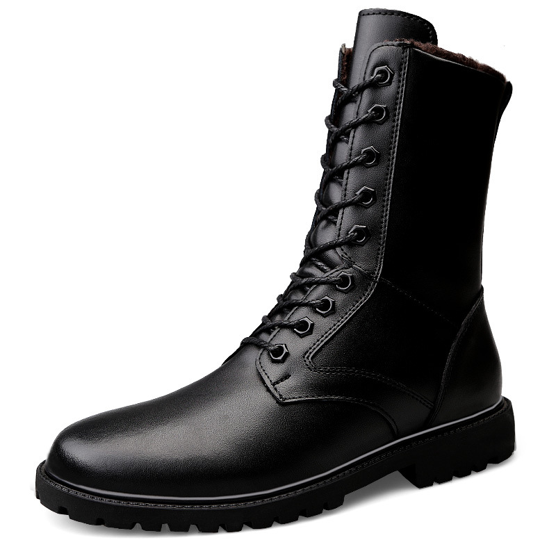 Winter New High-Top Dr. Martens Boots Men's Boots Fleece Zipper Men's Boots Leather Boots