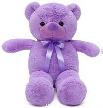 批发大号薰衣草丝带熊紫色抱抱领结熊毛绒玩具糖果熊布娃娃