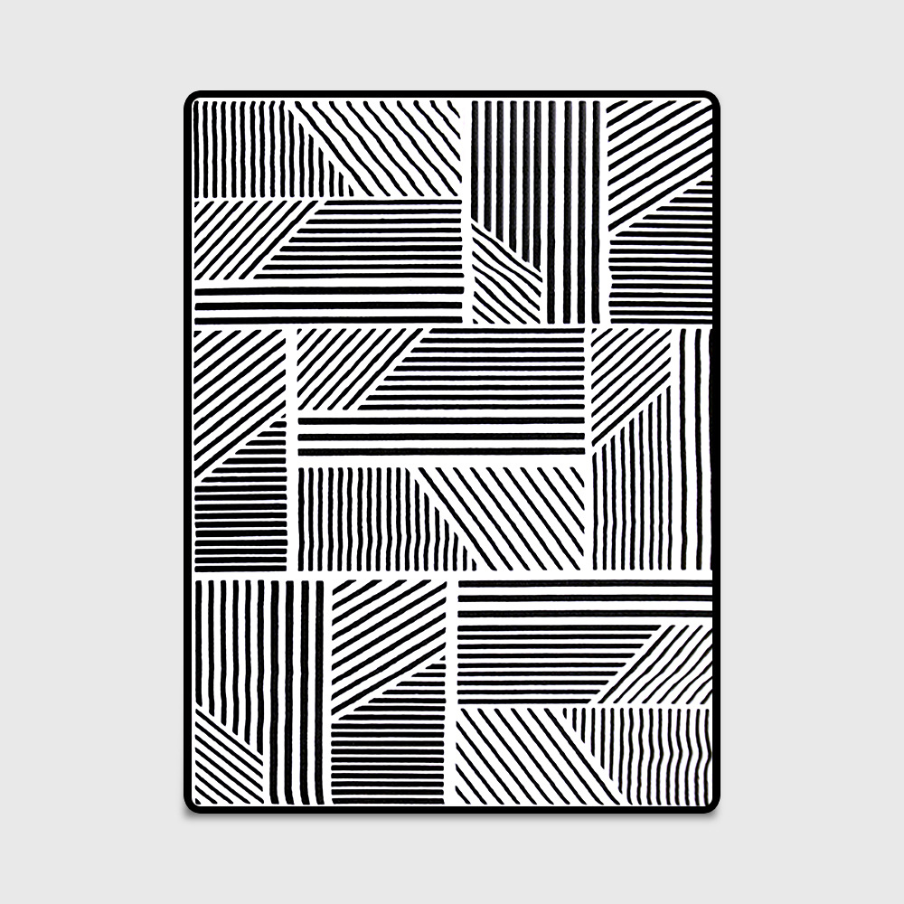 现代时尚简约北欧风几何不规则黑白线条纹卧室门客厅地垫地毯