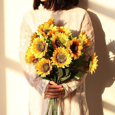 工厂店田园向日葵仿真花假花创意客厅店铺餐厅装饰花束摆件家居饰