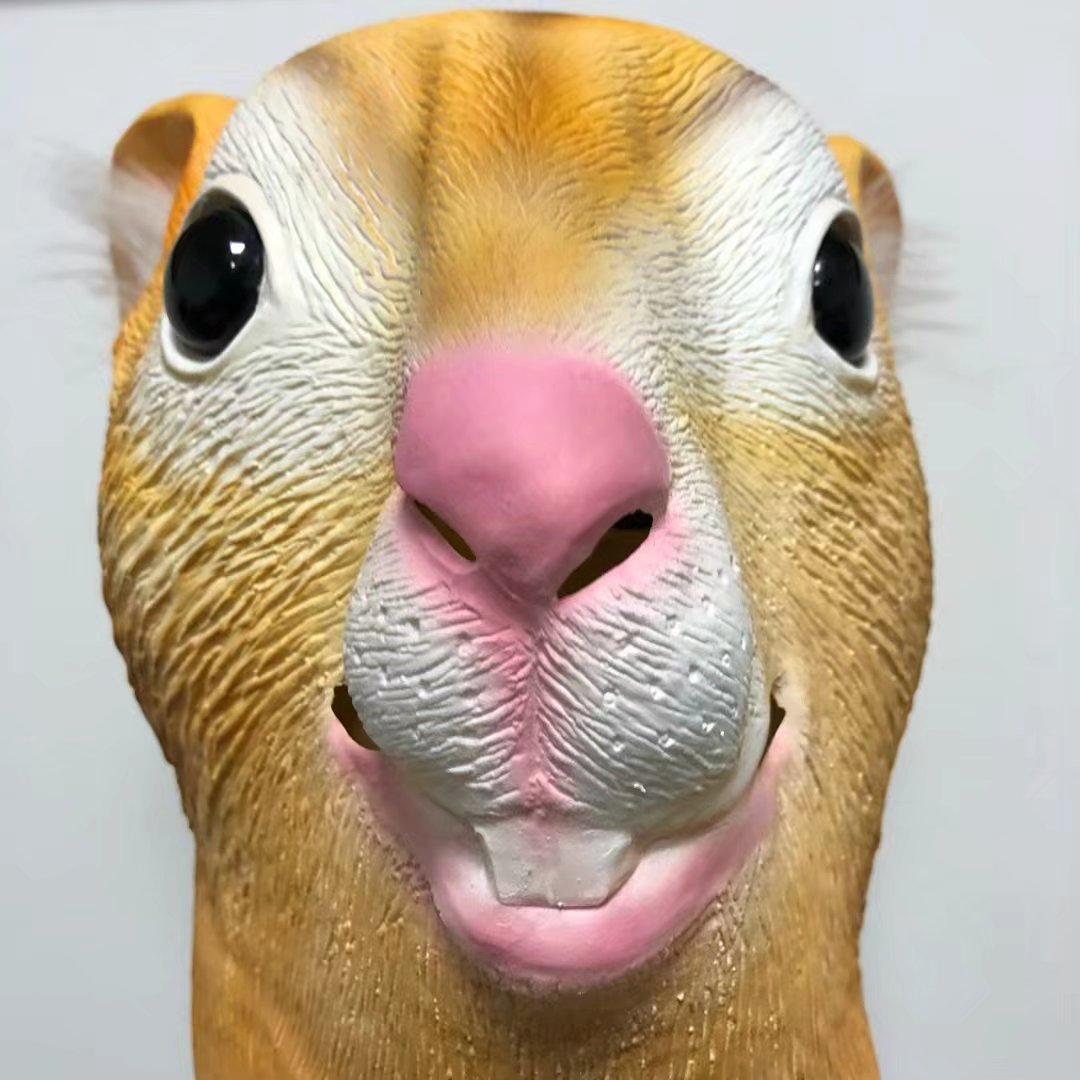 厂家老松鼠面具 仿真乳胶动物头套万圣节化妆舞会派对男女人