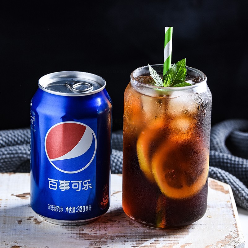 批发ins创意可乐罐吸管玻璃杯水杯子 北欧耐高温牛奶果汁杯啤酒杯
