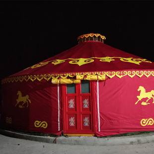 【铁木帧】蒙古包厂家直销 蒙古包专用门 红色印花实木门