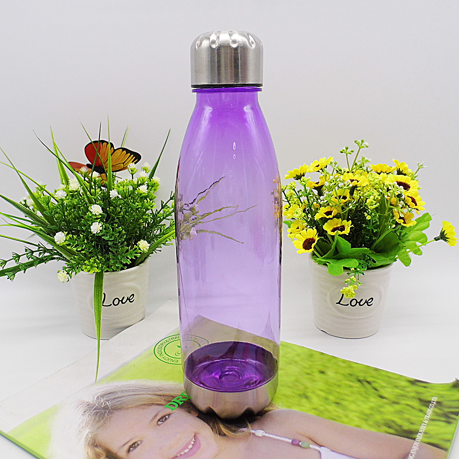 单层塑料可乐瓶加工定制 单层钢盖塑料可乐瓶 新款塑料果汁杯