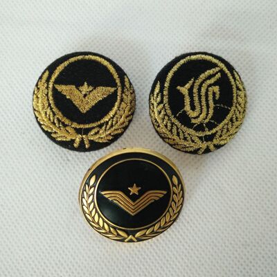 空姐帽徵 金属帽徽 收藏 金色 珐琅漆 黑色鹰徽章 国航民航帽徵