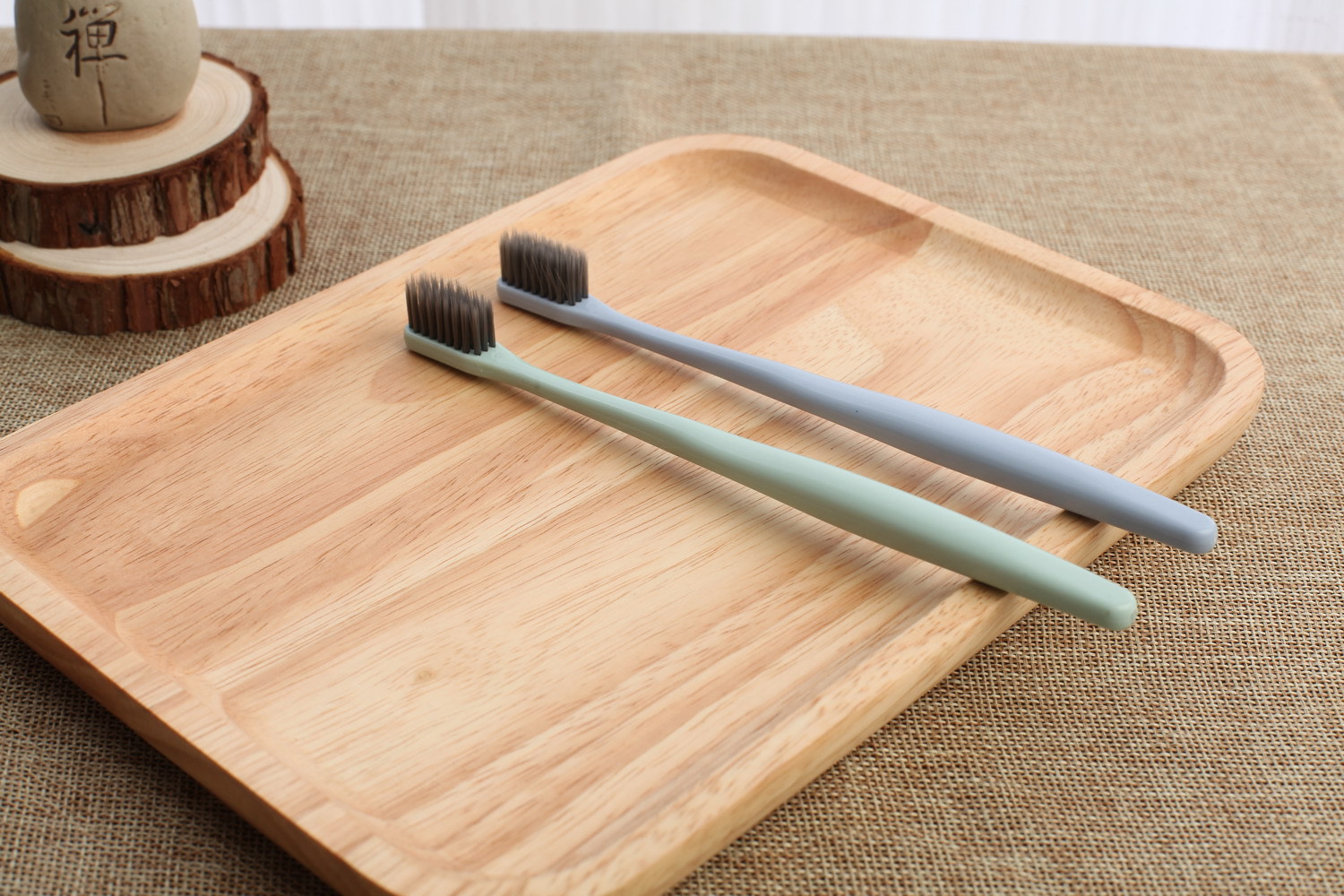 酒店一次性牙刷 家用简约日式竹炭软毛秸秆牙刷宾馆民宿定制包邮