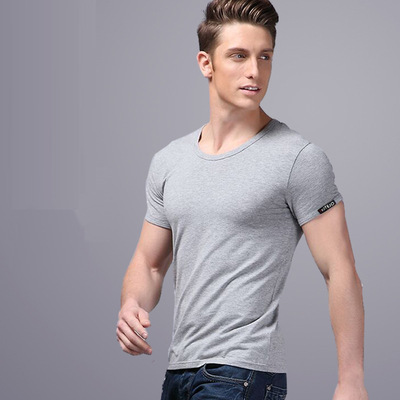 男士内衣短袖运动透气弹力圆领纯棉青年男式半袖背心男打底汗衫夏