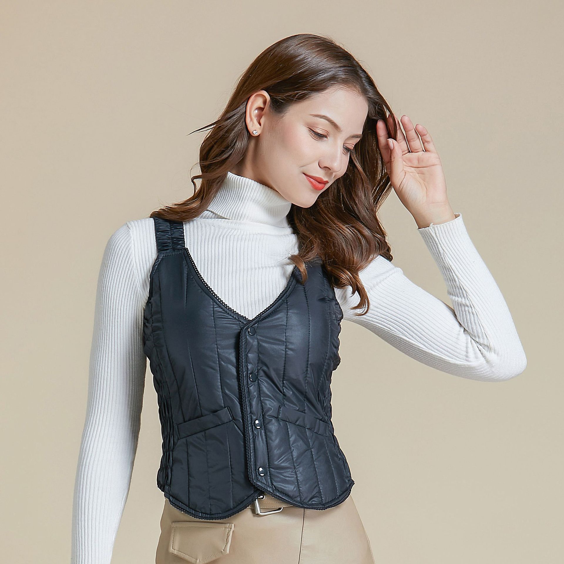 2015衫宣新款冬季 女士修身美体棉马甲 内胆女款家居背心1605