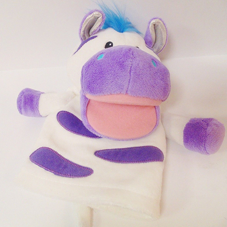 毛绒手偶儿童紫色奶牛手指偶公仔故事书配件厂家定购订单来图制样