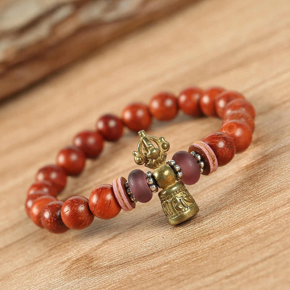 速卖通wish热卖檀木佛塔金刚铃六字箴言手串 男女通用