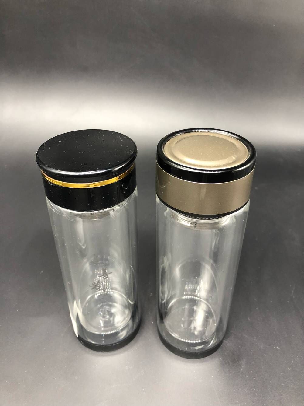 双层给力水晶底口杯 黑底加厚杯子 定制玻璃杯 内层印刷 促销杯子