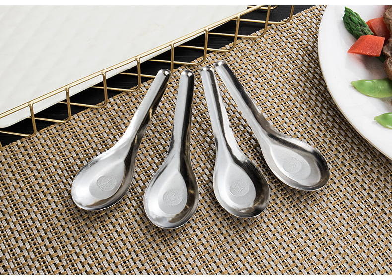 不锈钢兰花长短平底汤勺家用汤匙调羹铁勺子一元店货源小商品批发