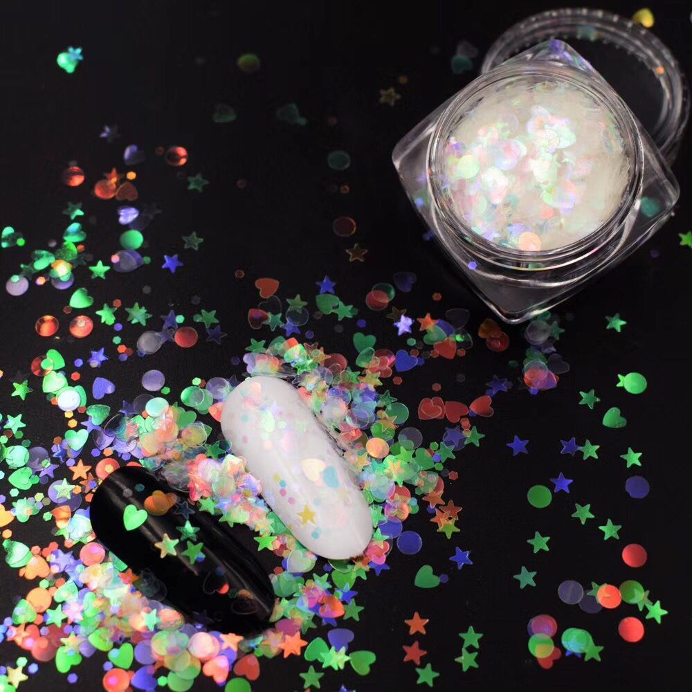 亚马逊独立站美甲亮片美甲人鱼幻彩亮片混装镭射七彩透明亮片