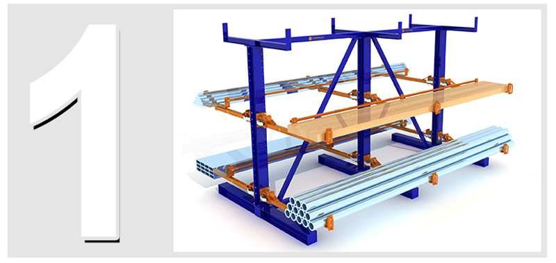 旋转式悬臂货架长型物料架仓储库房旋入式货架重型单双面管材架子