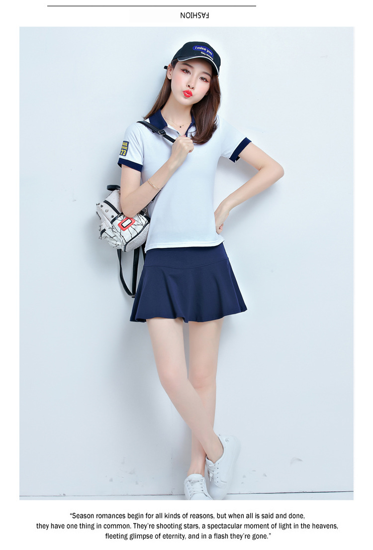 运动套装女夏2018新款潮学生休闲装短袖短裙网球裙套装幼师工作服