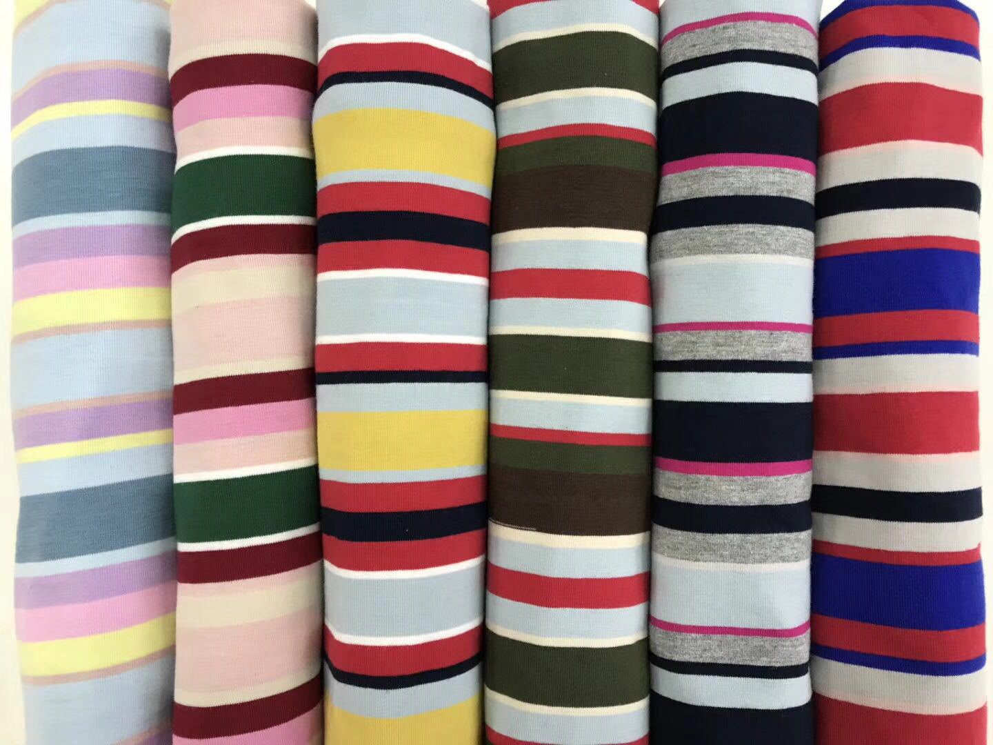 丰彩现货32支纯棉七彩条拉架女装童装时装布料