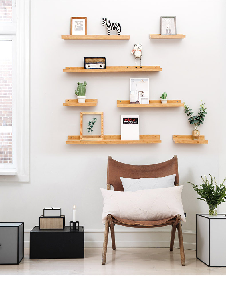 【一件代发】一字隔板墙上置物架墙壁架搁板创意壁架实木装饰架