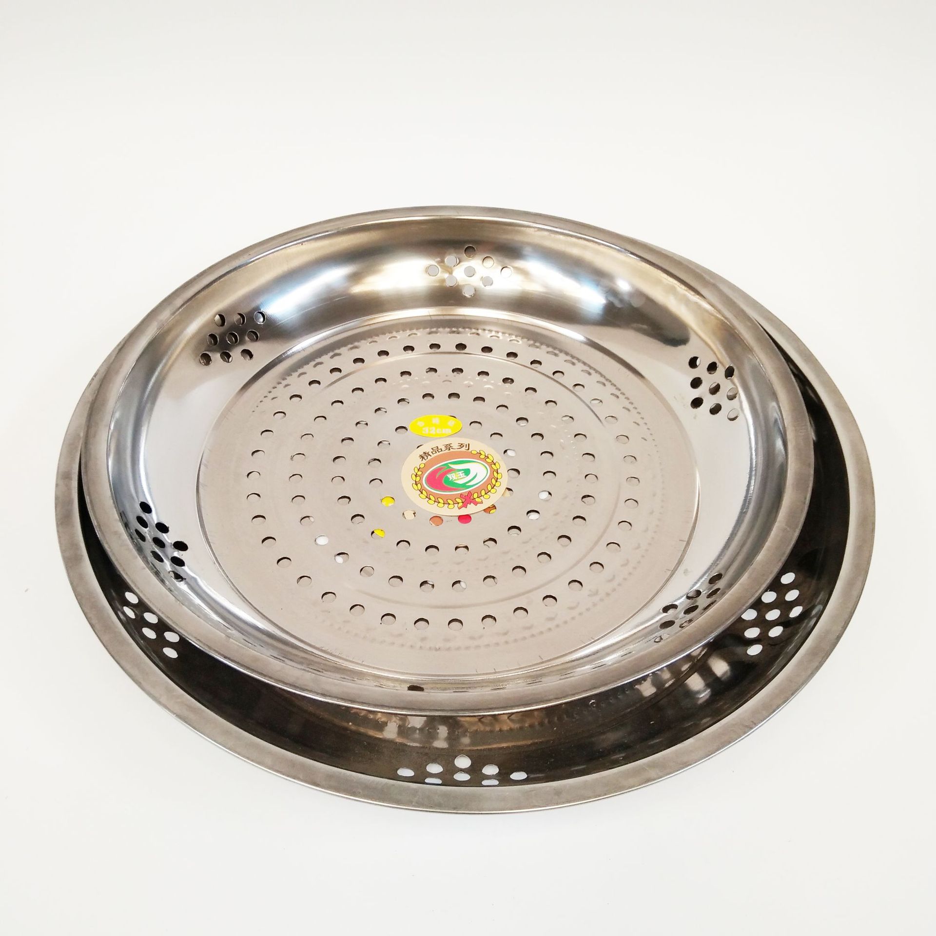 厂家直销 大号不锈钢蒸盘 加厚蒸笼盘水饺蔬菜水果油炸盘 百货