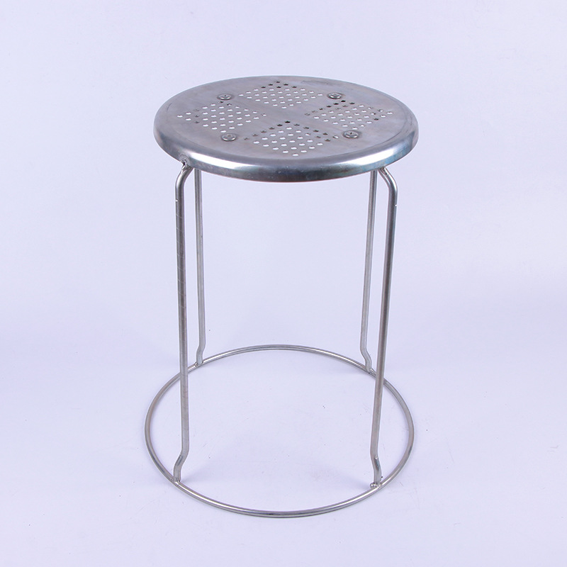 厂家直销不锈钢铁凳加厚加粗铁圆凳大排档钢筋凳坚固圆面凳批发