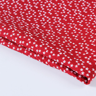 新品 红色五角星盐缩印花布 休闲服连衣裙衬衫面料 批发