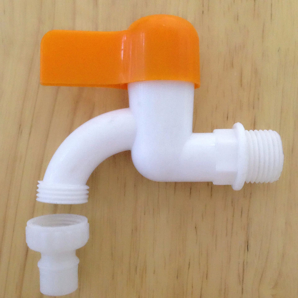 Spot Supply Plastic Water Nozzle Faucet Pp Washing Machine Water Nozzle 4 Points Yellow Handle Plastic Faucet Pointed