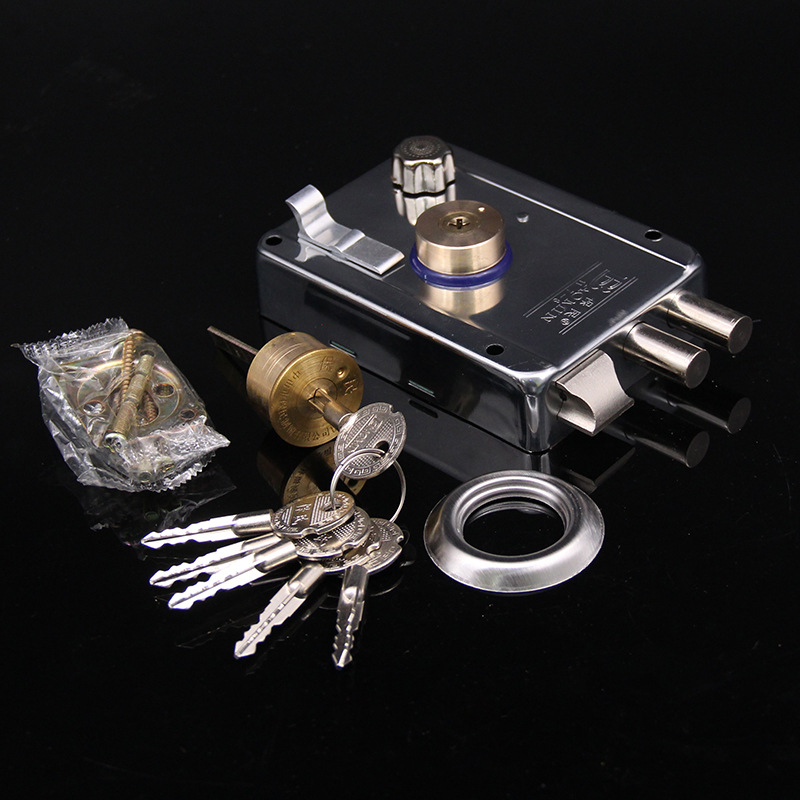 批发外装门锁保民9219老式铁门锁不锈钢门锁大门木门锁防盗门锁