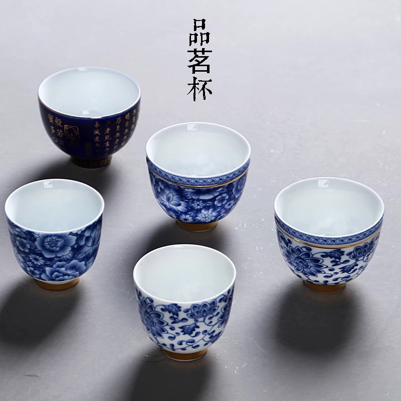 0成交0个复古青花盖碗茶杯陶瓷功夫茶具家用套装景德镇一壶两杯茶盏