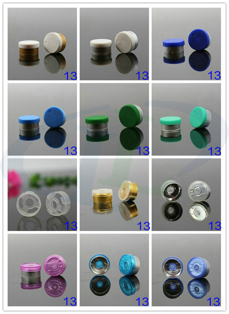 厂家直供13口玻璃管制卡口西林瓶精华液瓶配件分叉塞铝塑盖