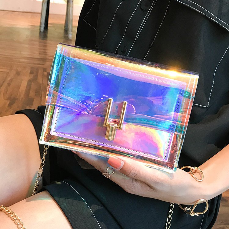 2018 Summer Small Bag Korean Style Fashionable Mini Women's Bag All-Match Laser Messenger Bag Fashionable Jelly Chain Shoulder Bag