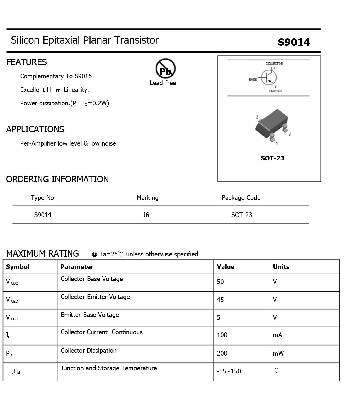 厂家批发贴片三极管 npn晶体管s9014 sot23 印记j6 0.1a/45v正品