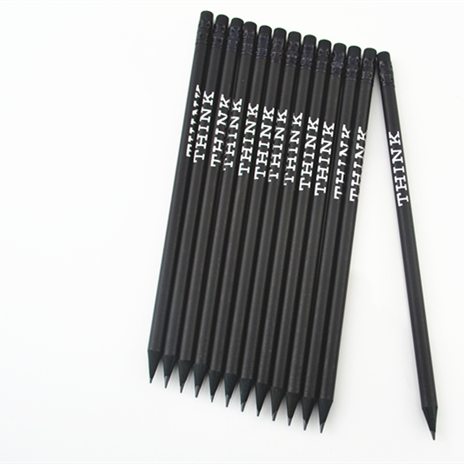 现货特价批发黒木铅笔定hb书写笔印字带橡皮黑芯铅笔印字母笔-阿里巴