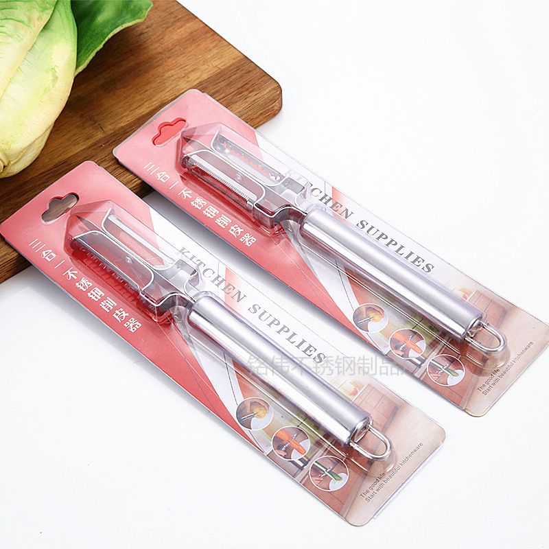 three-in-one peeler card double-sided peeler apple peeling knife slicer kitchen supplies running rivers and lakes wholesale