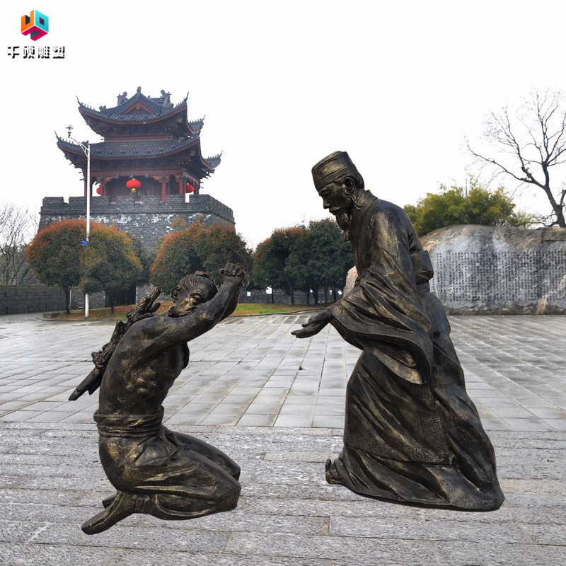 玻璃钢人物雕塑古代成语典故廉颇蔺相如负荆请罪校园文化雕塑摆件